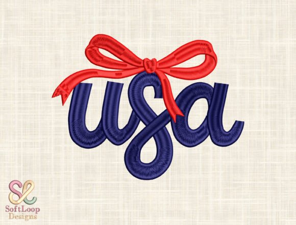 Celebrate Patriotic Style: The USA Bow Embroidery Design