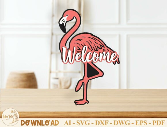 Flamingo Welcome Sign Laser Cut File SVG: A Tropical Touch for DIY Decor