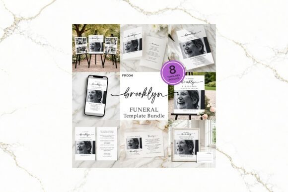 Funeral Bundle B&W Canva FR004: A Modern Memorial Template Set