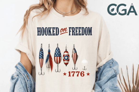 Reel in the Spirit: The Hooked on Freedom Patriotic Fishing Png