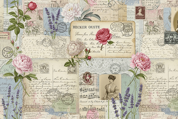 Unveiling Vintage Postcard Floral Junk Journal Art
