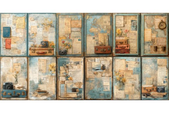 Vintage Travel Junk Journal Kit: Your 26-Page Portal to Old-World Charm